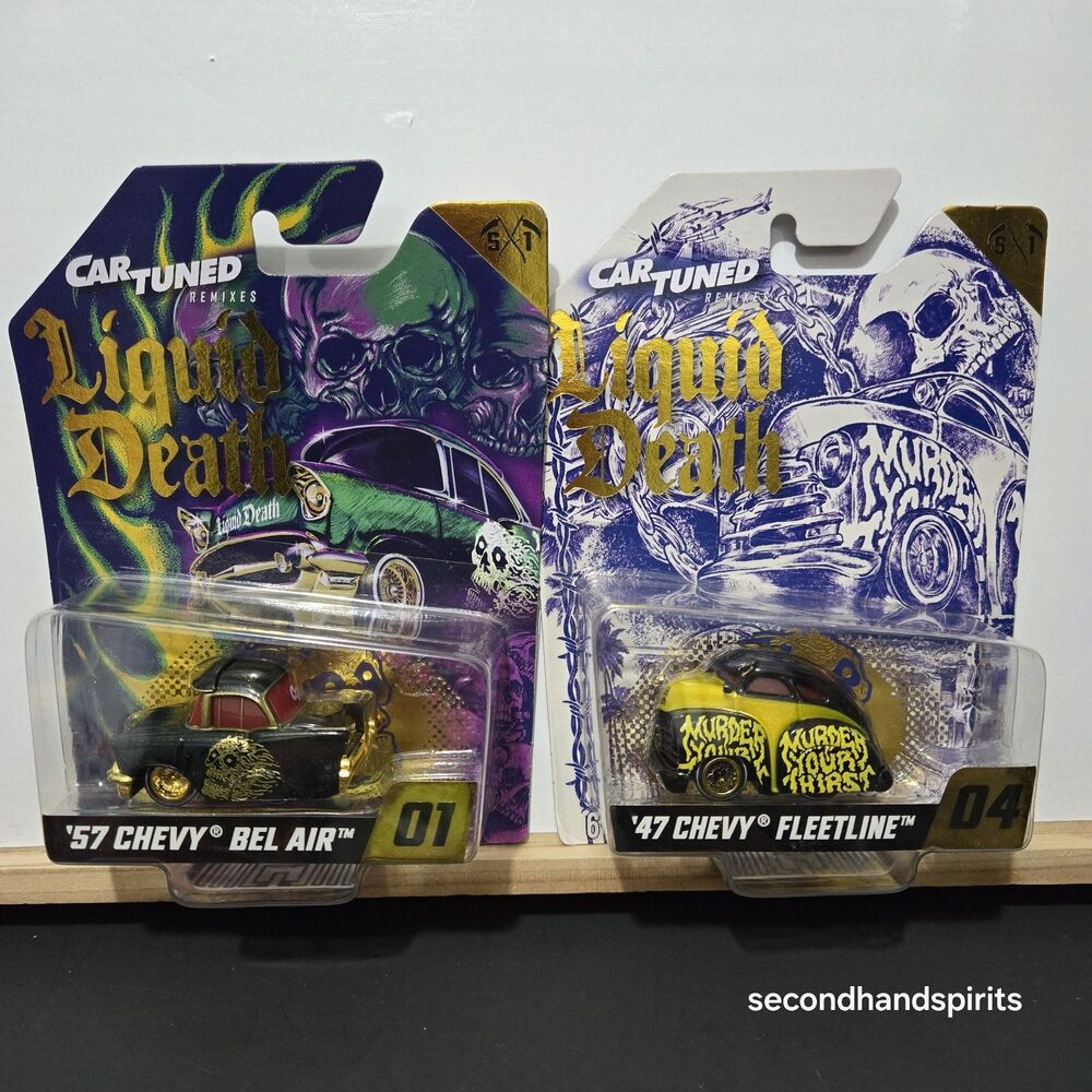 MGA Car Tuned Liquid Death Series 1 1:64 '57 Chevy Bel Air & '47 Chevy Fleetline